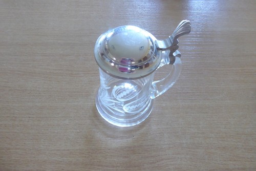 Zinndeckelkrug glashumpen - zinndeckelkrug,,