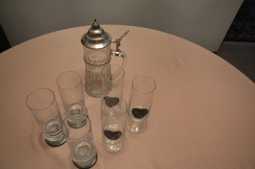 Glas bierkrug mit zinndeckel - mit,