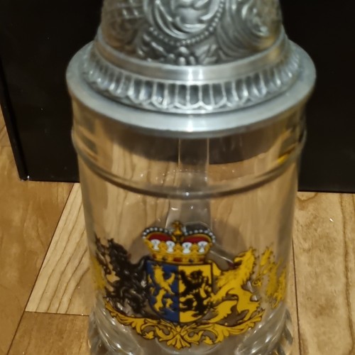 Glas bierkrug mit zinndeckel - mit,