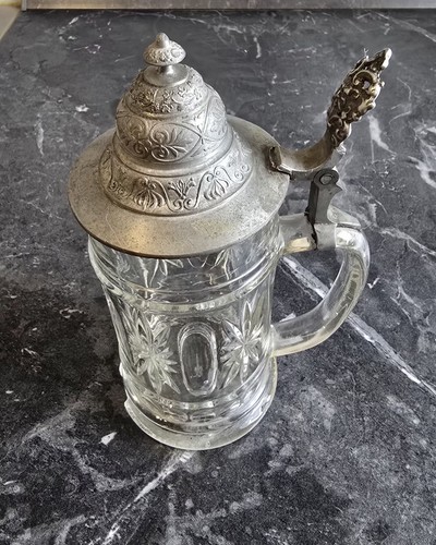 Antiker relief glas bierkrug - glas,