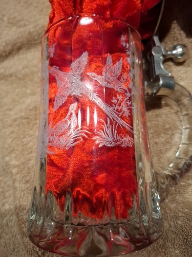 Bierkrug glas mit - glas,, zinndeckel