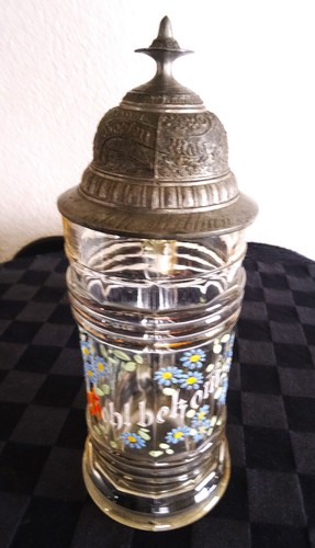 Alter pressglas bierkrug mit - pressglas,