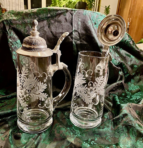Glas bierkrug mit - 2x,