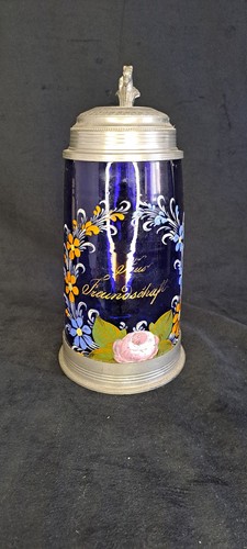 Alter bierkrug glas blau - glas,