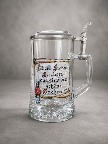 Bierkrug mit zinndeckel - bierkrug,