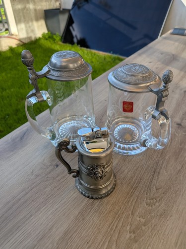 Vintage set glas bierkrug - set,