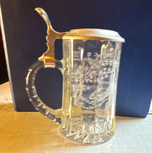 Glas bierkrug mit zinndeckel - glas-bierkrug,