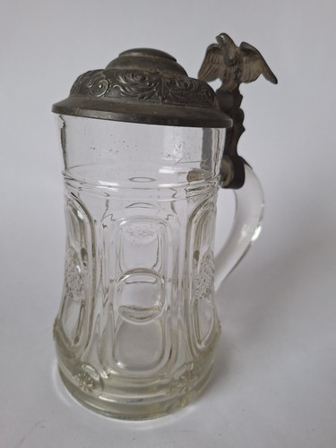 Bierkrug mit zinndeckel adler - bierkrug,