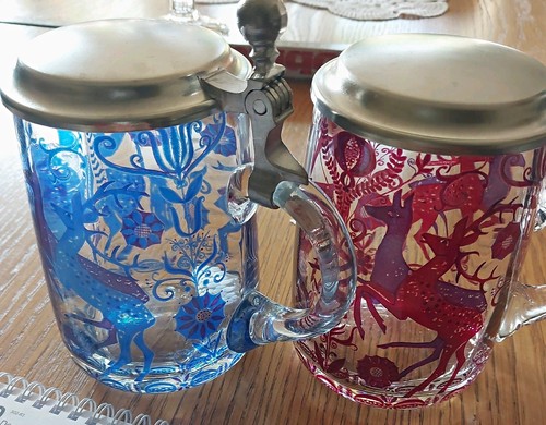 Glas bierkrug mit - 2x,
