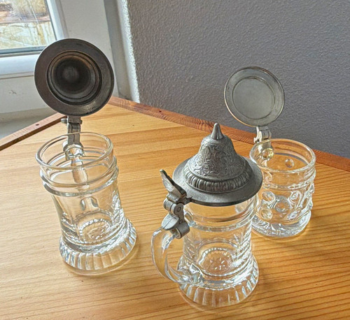 Glas bierkrug mit zinndeckel - mit,