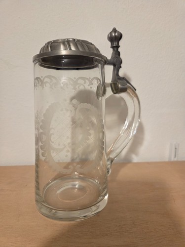 Bierkrug mit zinndeckel glas - bierkrug,
