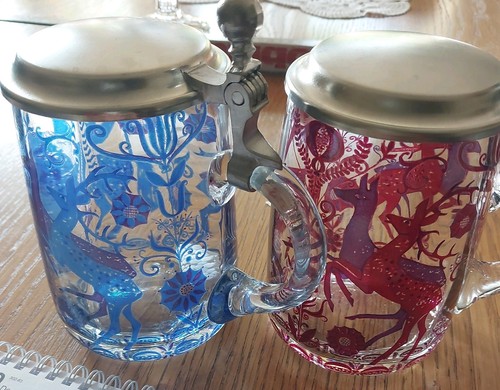 Glas bierkrug mit - 2x,