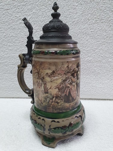 Bierkrug mit zinndeckel - zinndeckel,