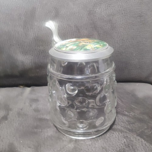 Glasbierkrug mit zinndeckel - mit,