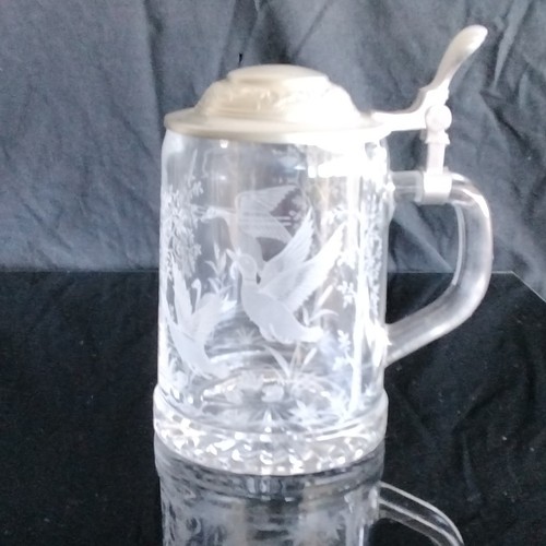 Glas bierkrug mit zinndeckel - mit,