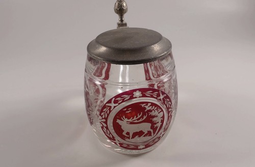 Bierkrug mit zinndeckel glas - bierkrug,