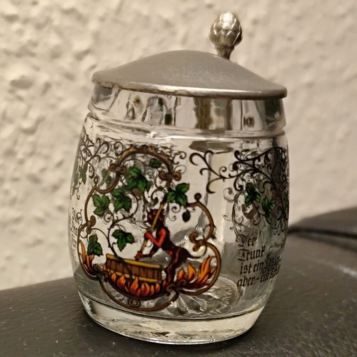 Glas bierkrug mit zinndeckel - bierkrug,