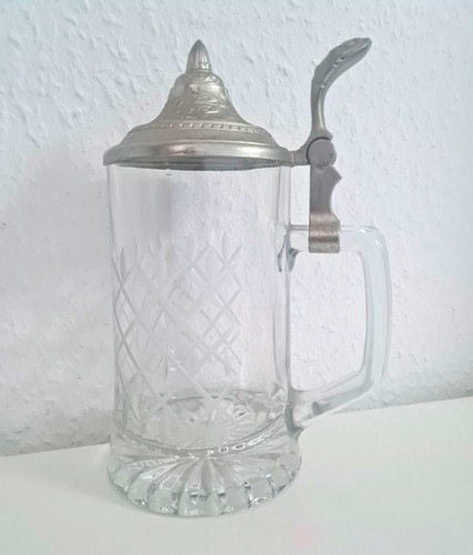 Vintage glas bierkrug mit - vintage, glas-bierkrug