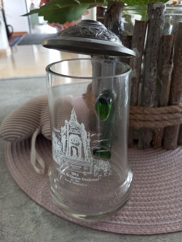 Glasbierkrug mit zinndeckel - mit,