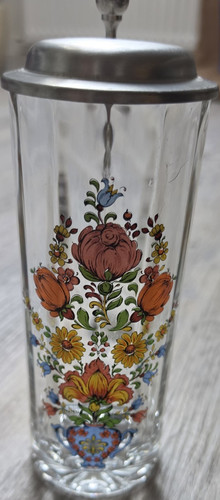 Glas bierkrug mit zinndeckel - mit,