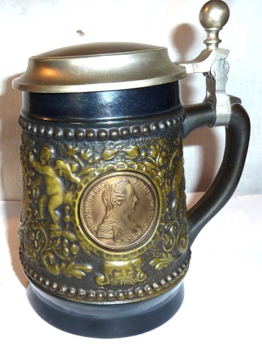 Seltener bierkrug zinndeckel - -,