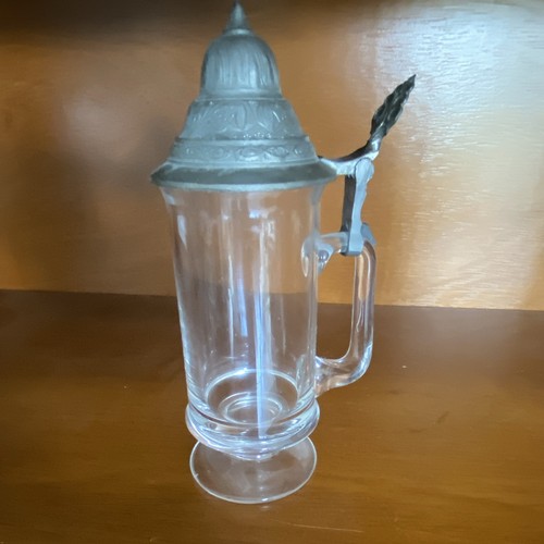 Glas bierkrug mit zinndeckel - mit,
