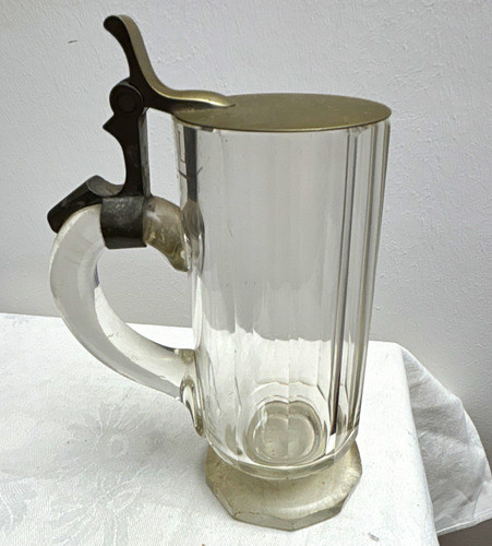 Antiker glas bierkrug mit - antiker,