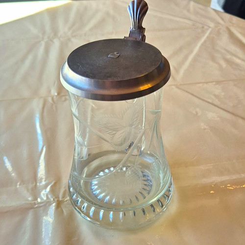 Glas bierkrug mit zinndeckel - mit,